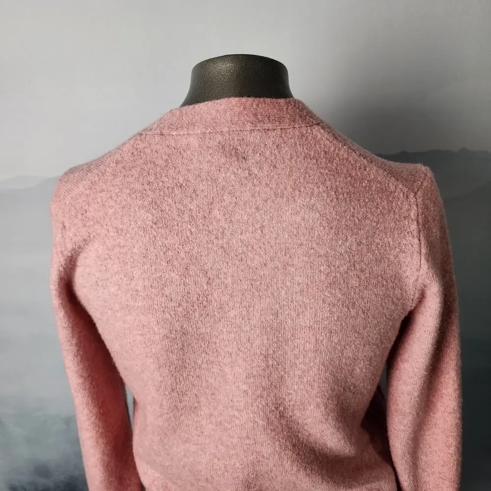 J. Crew Extra-Soft Wool Blend Baby Pink V-Neck Cardigan Sweater | Women's Small